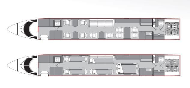 Gulfstream G450 floor plan